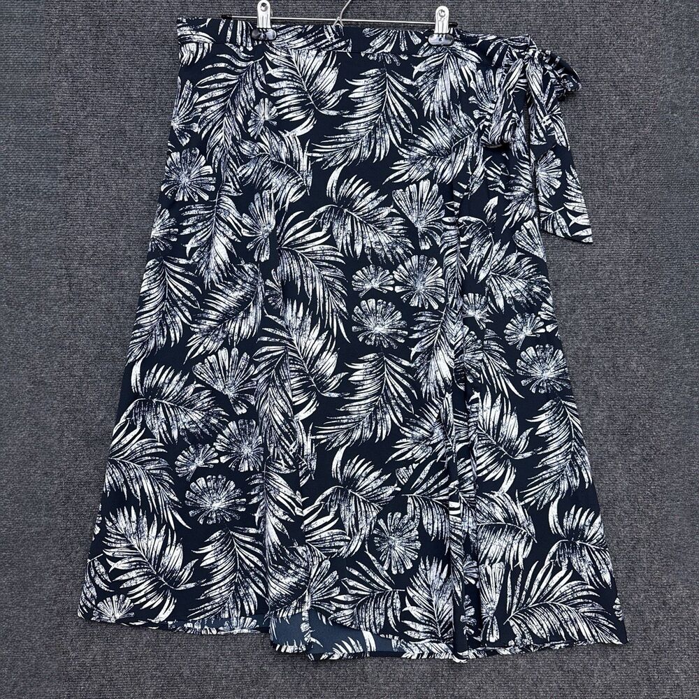 Coolibar Isla Convertible Wrap Skirt Dress XXL Black White Palms Sun Protection
